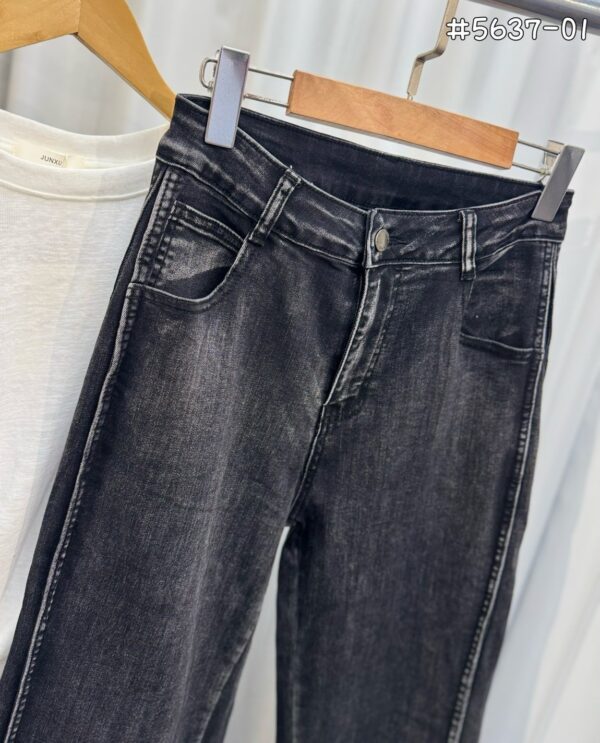 碳黑版立體壓線寬直筒褲