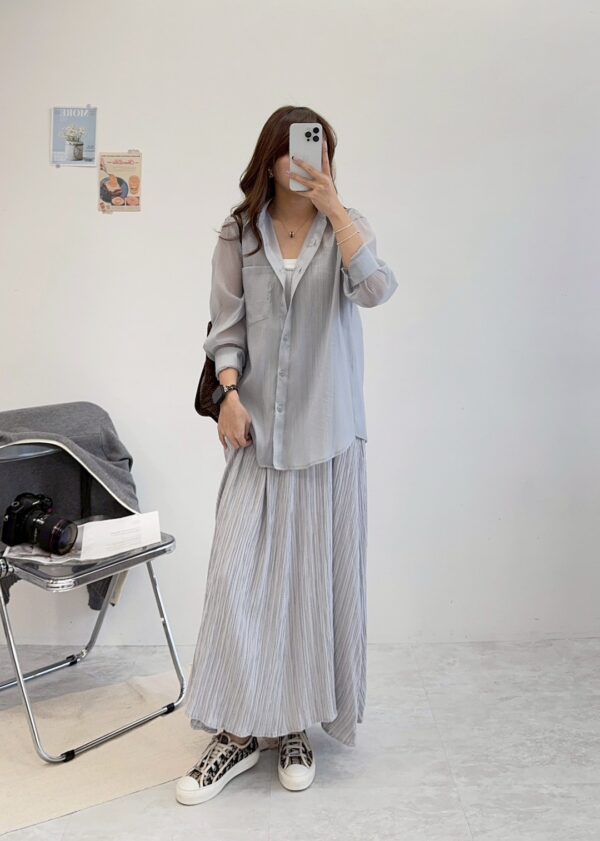 三宅文青百褶兩件套