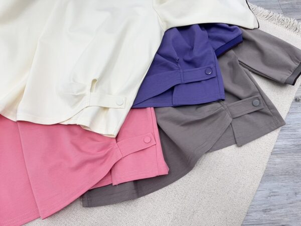 小設計感側下釦織帶邊上衣