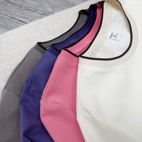 小設計感側下釦織帶邊上衣