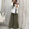 暖色散擺抽繩寬褲