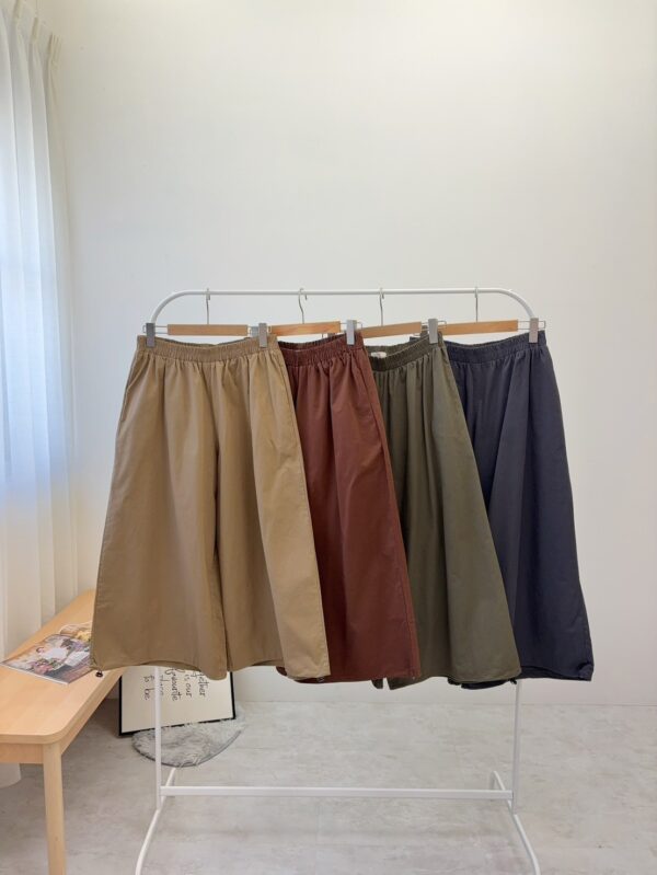 暖色散擺抽繩寬褲