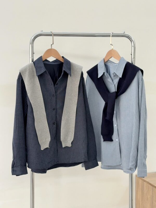 格子披肩質感襯衫