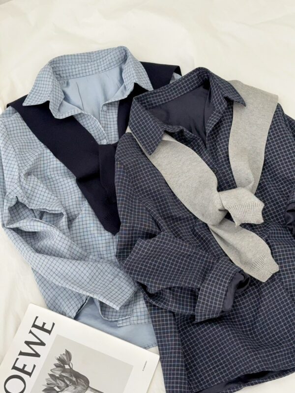 格子披肩質感襯衫