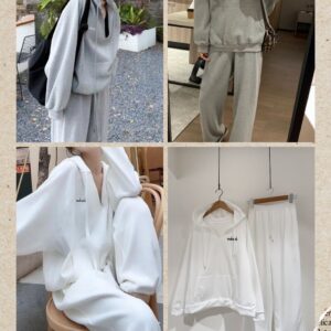 減齡英字刺繡連帽套裝