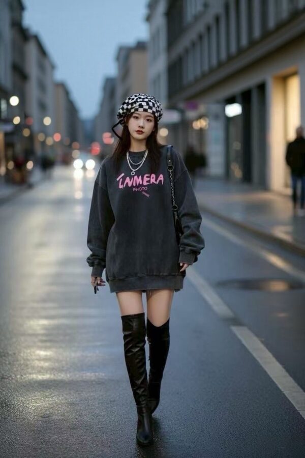 美式個性水洗大學T