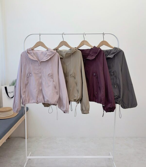 連帽款風衣抽繩外