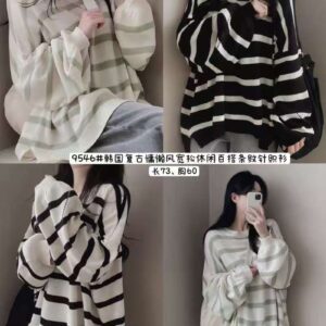 韓系復古慵懶風條紋針織衫