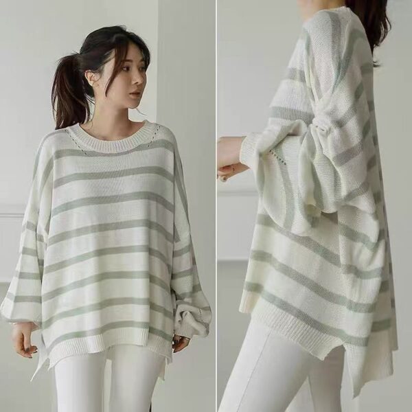 韓系復古慵懶風條紋針織衫