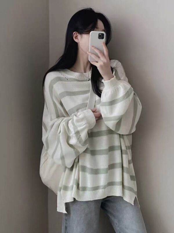 韓系復古慵懶風條紋針織衫
